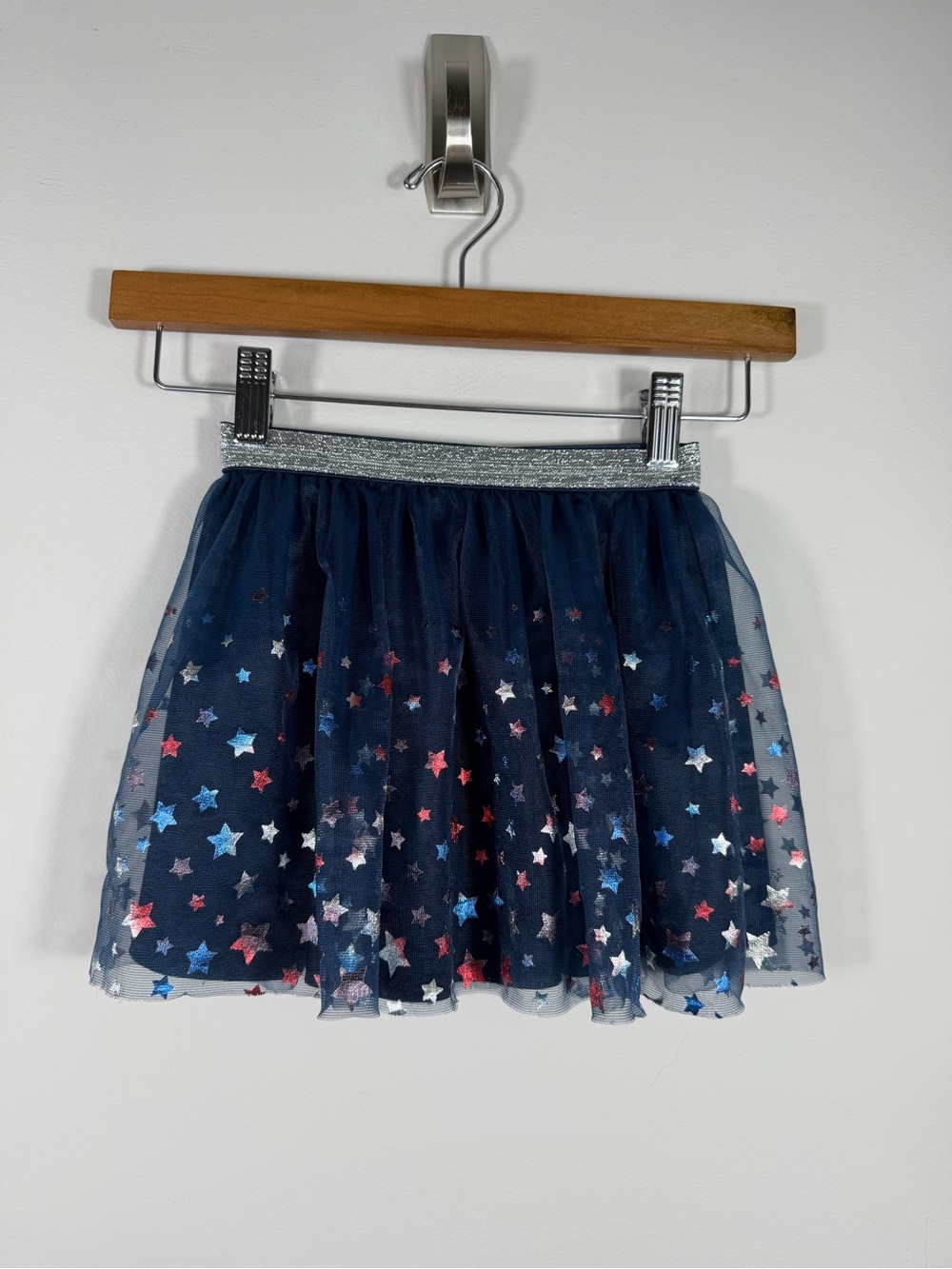 Way to Celebrate Girls 4T Navy Tulle Metallic Star Patriotic Tutu Skirt